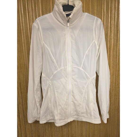 Lululemon Such A Cinch Size 4 White Hooded Full Zip Water Resistant Jacket Hood - Picture 1 of 9
